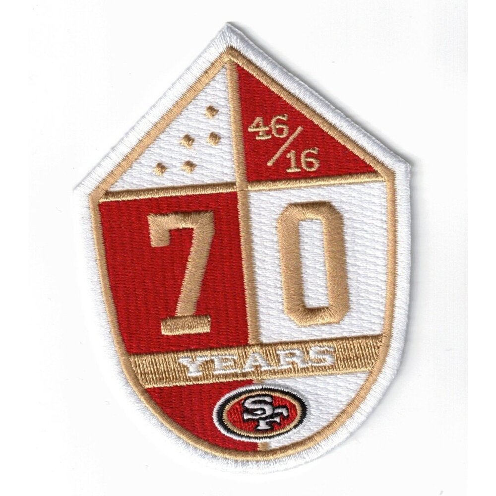 San Francisco 49ers 70th Anniversary Season Embroidered 4in Iron / Sew-On Patch